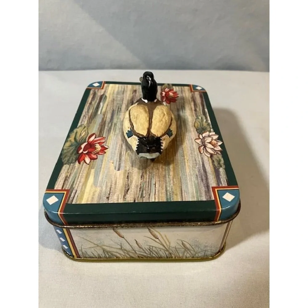 Decorative Tin‎ with Attached Ceramic Duck by GiftCo, Inc